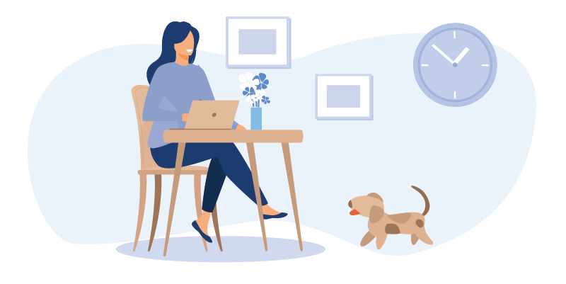 Woman with Dog Illustration